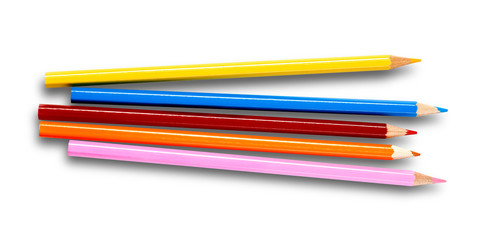 Multi-colored pencils isolated on white