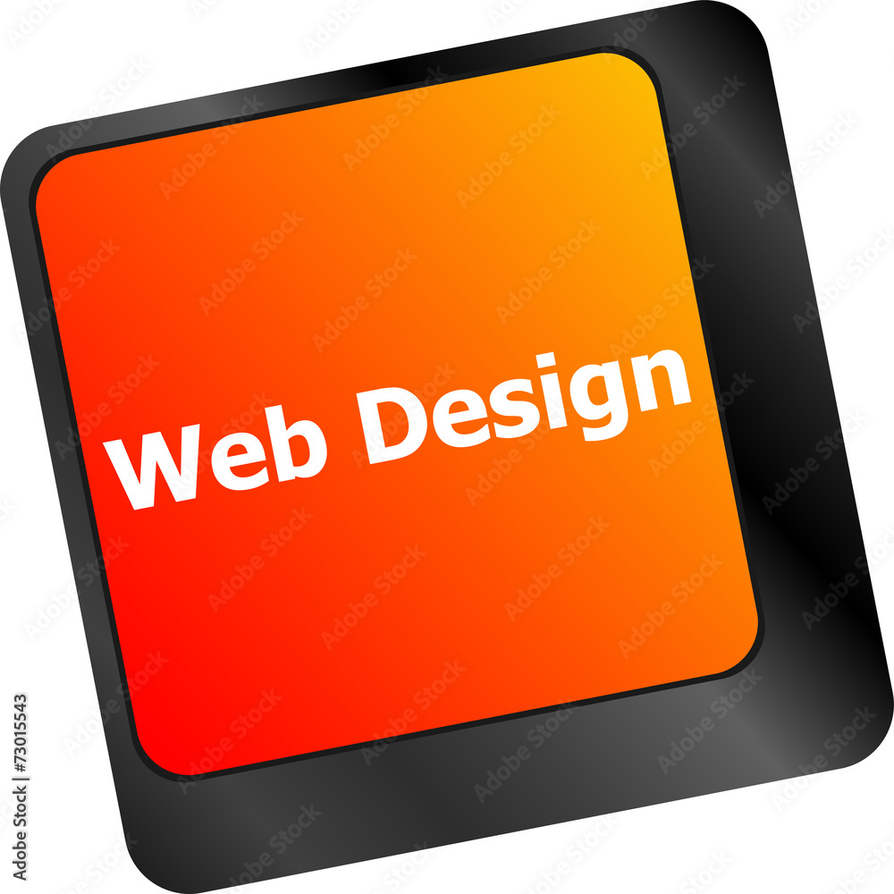 Poster web design text on a button keyboard key