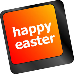 happy Easter text button on keyboard