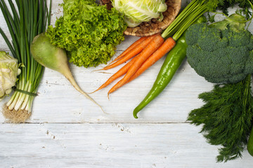 Vegetables mix on the white background