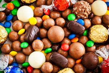 Fototapeta na wymiar Assorted of different chocolate candy