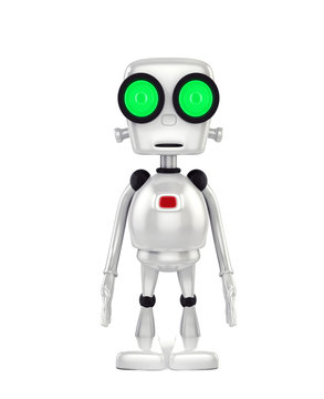 3d shinny and glossy robot on white background render