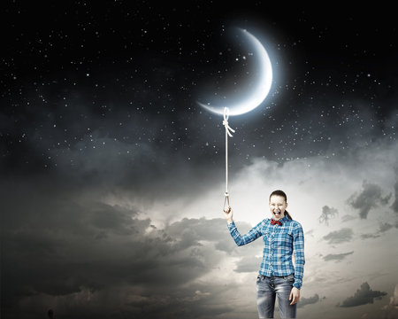 Woman with moon