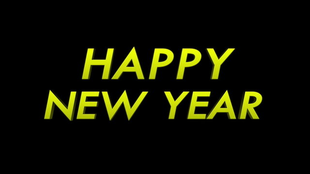 Happy New Year Text, with Alpha Channel, Loop