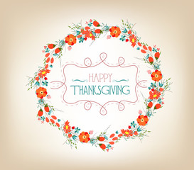 happy Thanksgiving florals wreath Colors, Textures, and Elements