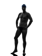 Fototapeta premium young man swimmer swimming silhouette