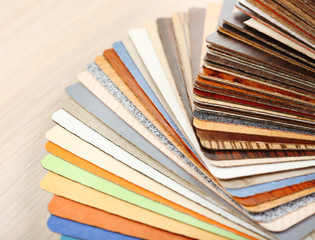 Color palette for furniture on table close-up