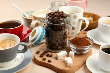 Fresh coffee with several ingredients