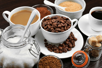 Fresh coffee with several ingredients