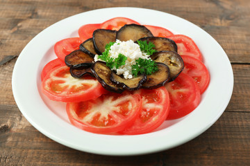 Eggplant salad with tomatoes and feta cheese,