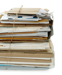 Big stack of papers, isolated on white