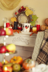 Festive autumn serving table in room