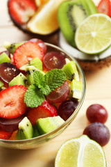 Fruit salad on table