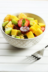 Fruit salad on table