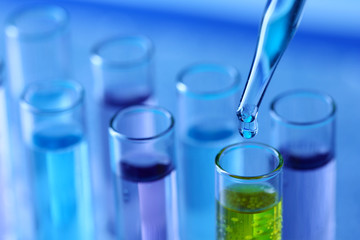 Test-tubes with liquid