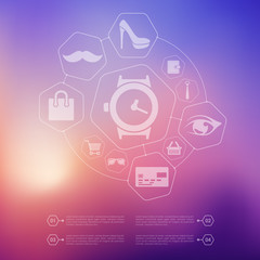 fashion infographic with unfocused background