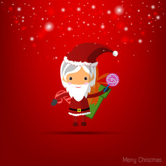 Vector Santa Girl Claus. Vector illustration for christmas card.