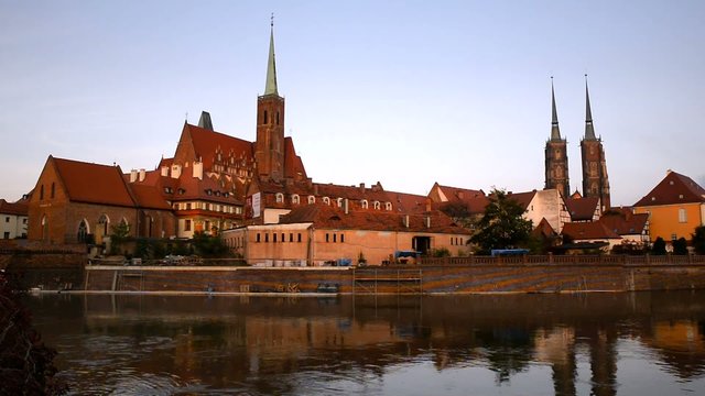Wroclaw, Poland. View from a bank of the Odra river.