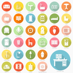 Set of furniture flat icons design, vector eps10
