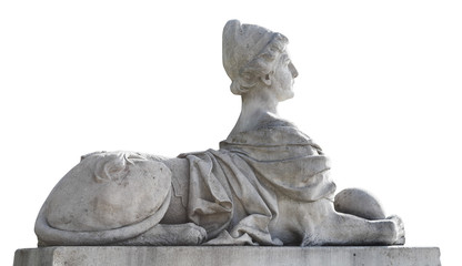 Fototapeta na wymiar stone sphinxe sculpture isolated on white