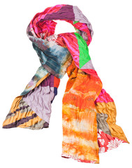 knot from patchwork and batik silk scarf isolated