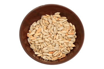 Seed health food selection in red porcelain bowls.