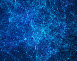 Background with blue cybernetic particles