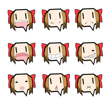 吹き出しキャラクター/表情セット/女の子