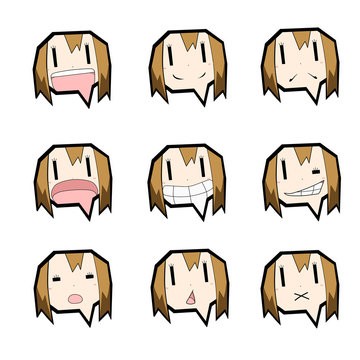 吹き出しキャラクター/表情セット/女の子