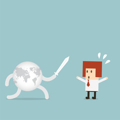 Businessman fight with the world