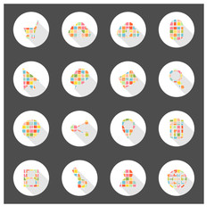 Icons web long shadow design, can enable or disable shadows.