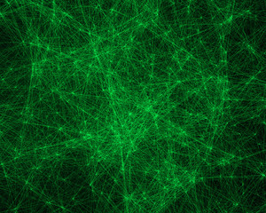 Background with green cybernetic particles