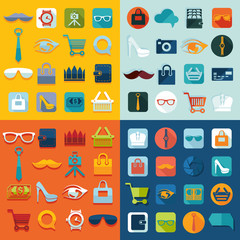 Fototapeta premium Set of fashion flat icons