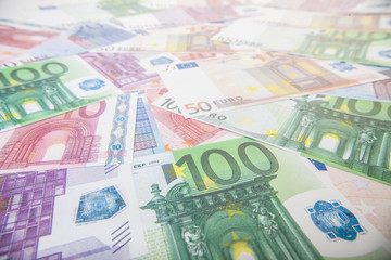 Obraz na płótnie Canvas Various euro notes background texture