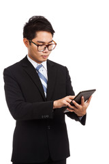 Asian businessman touch screen of tablet PC