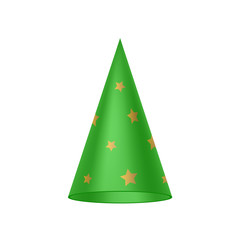 Fototapeta premium Green sorcerer hat with golden stars
