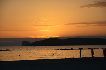 Fototapeta na wymiar seaside sunset at alghero sardinia italy