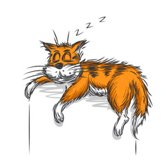 Vector sketch of sleeping cat