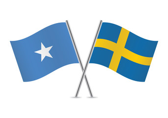 Swedish and Somalia flags. Vector illustration.