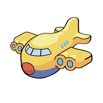 Vector illustration of a cute cartoon airplane.