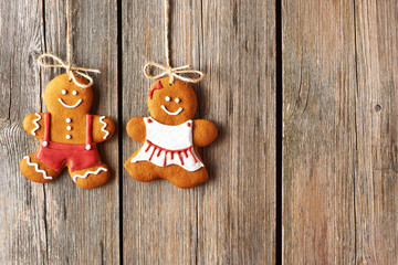 Christmas homemade gingerbread couple cookies