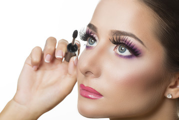 Mascara Applying. Makeup Closeup.Eyes Make-up