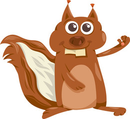squirrel with nut cartoon illustration