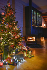 Christmastime, a lot of beautiful gifts under the Christmas  tre