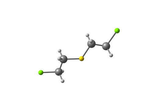 Sulfur mustard molecule isolated on white