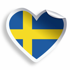 Obraz premium Heart sticker with flag of Sweden isolated on white