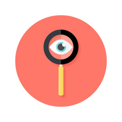 Search Magnifying Glass with Eye Circle Flat Icon