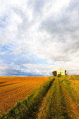 chapel with field, Plateau de Valensole, Provence, France