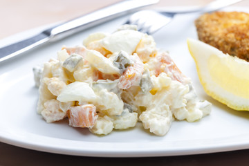 fried carp with potato salad