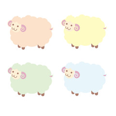 ひつじのイラストパステルカラーセット